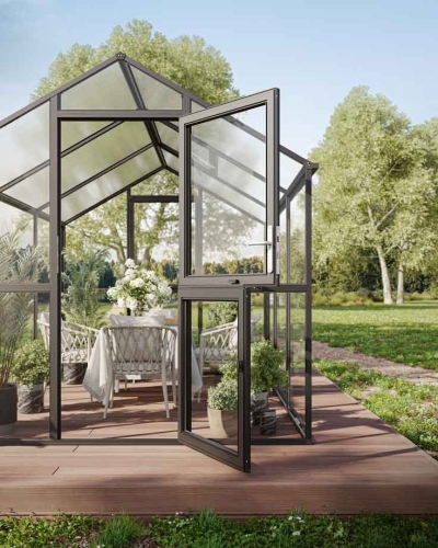 Ortasia Glasgewächshaus Typ lll, Anthrazit